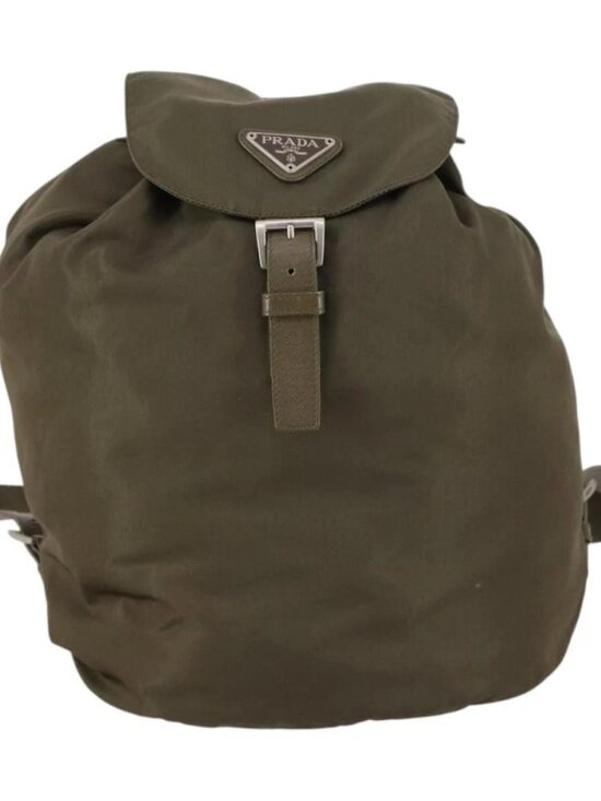 PRADA Backpack Nylon Khaki Silver Auth bs29051 main image 8
